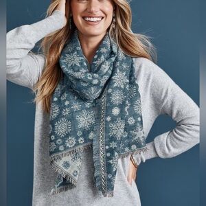 J. Jill Embroidered Snowflake Scarf in Blue